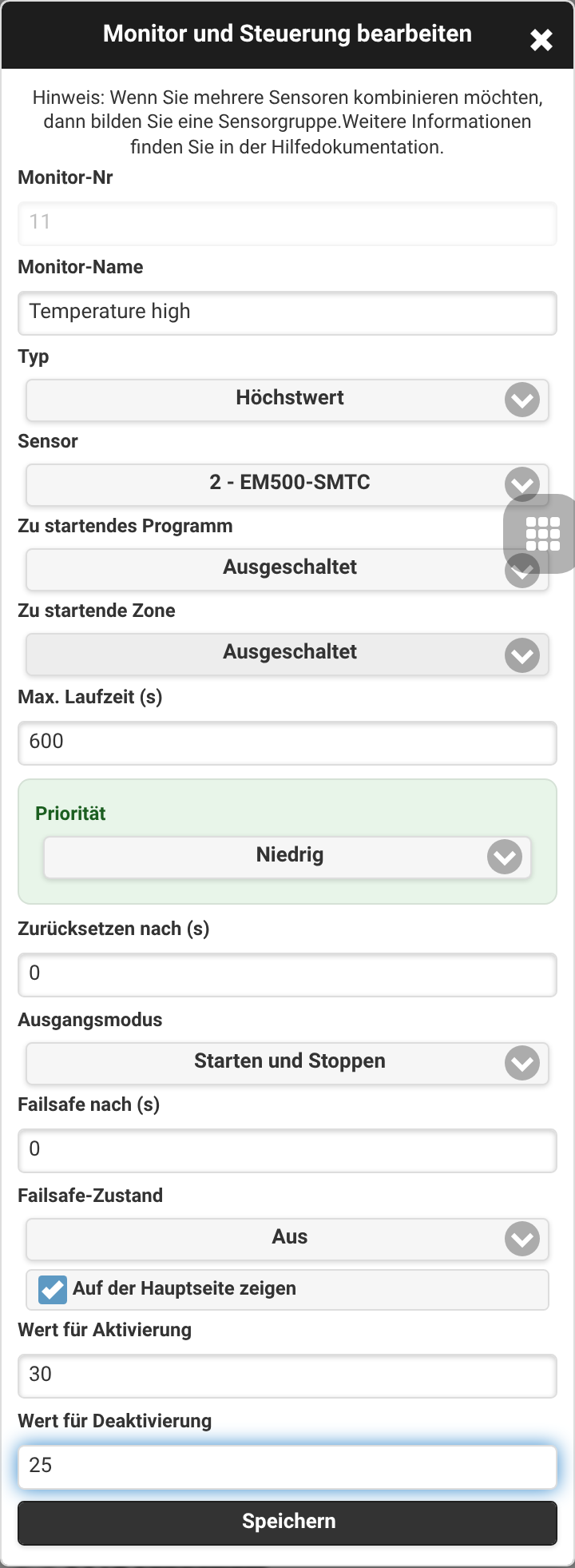Maximalwert-Monitor