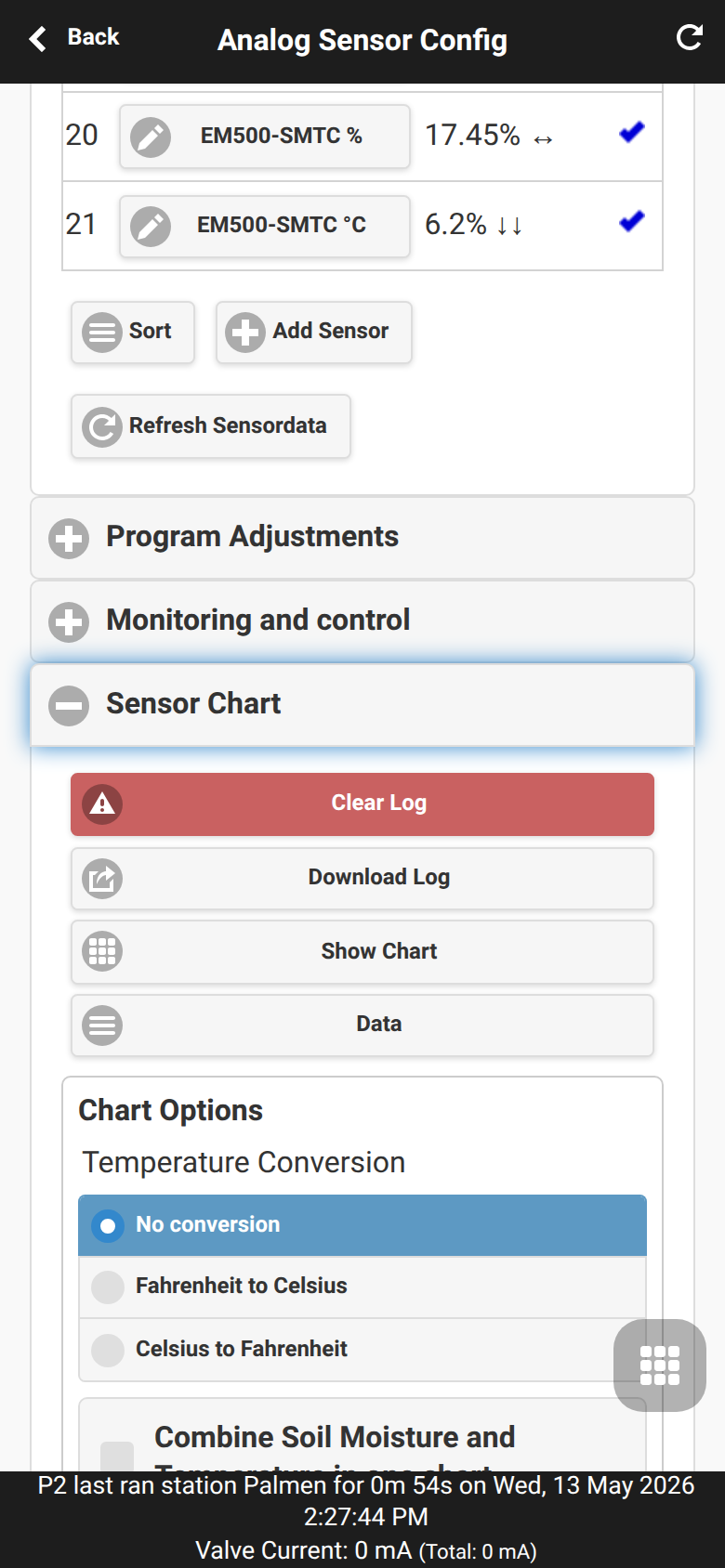 Sensor Chart