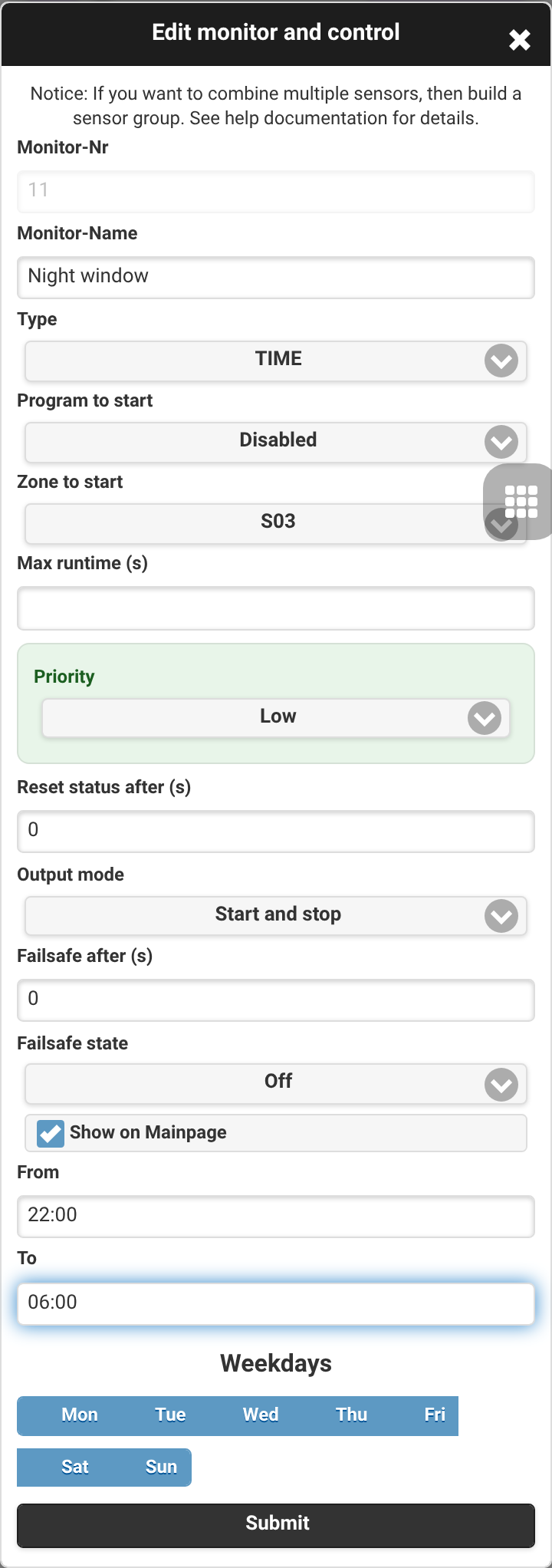 Time window monitor