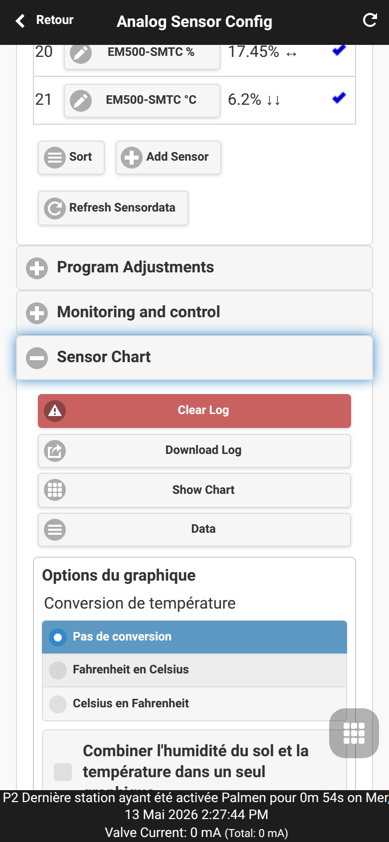 Sensor Chart