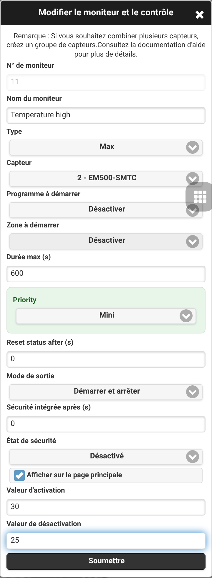 Monitor maximum