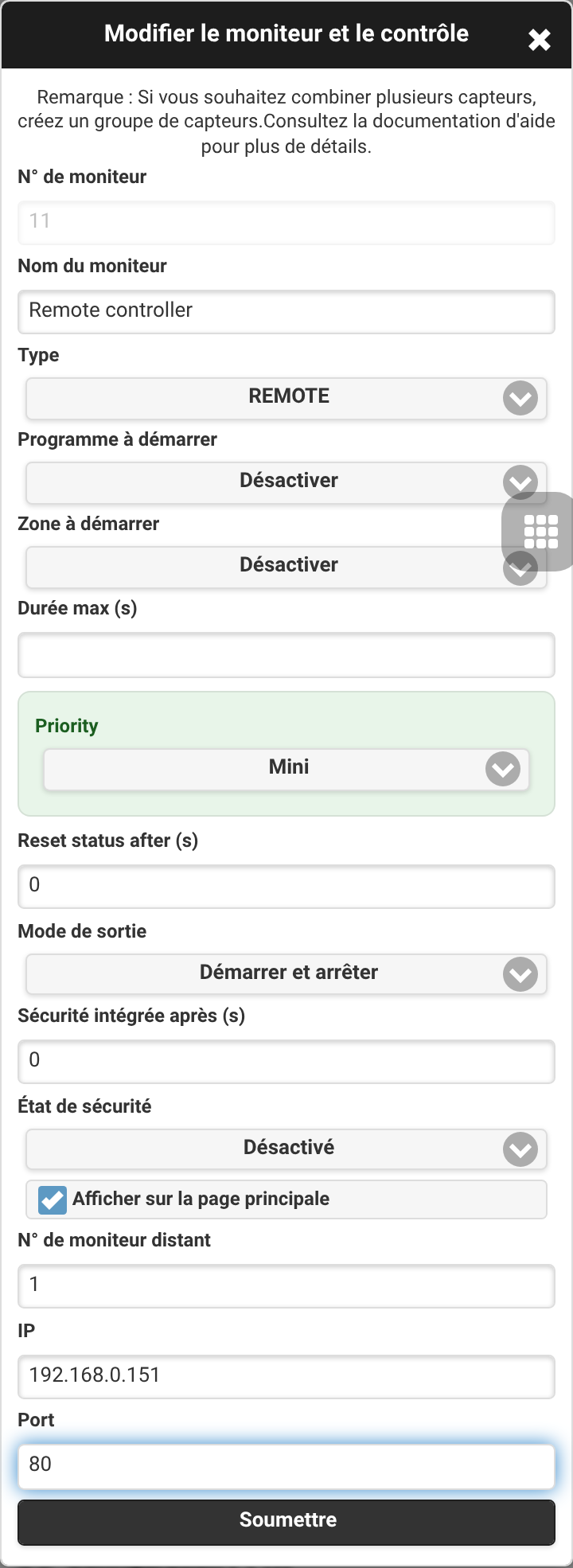 Monitor distant