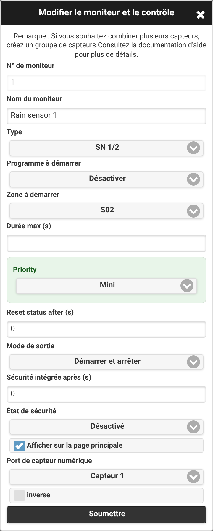 Monitor capteur numérique