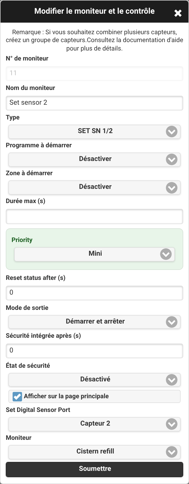 Monitor définir capteur numérique