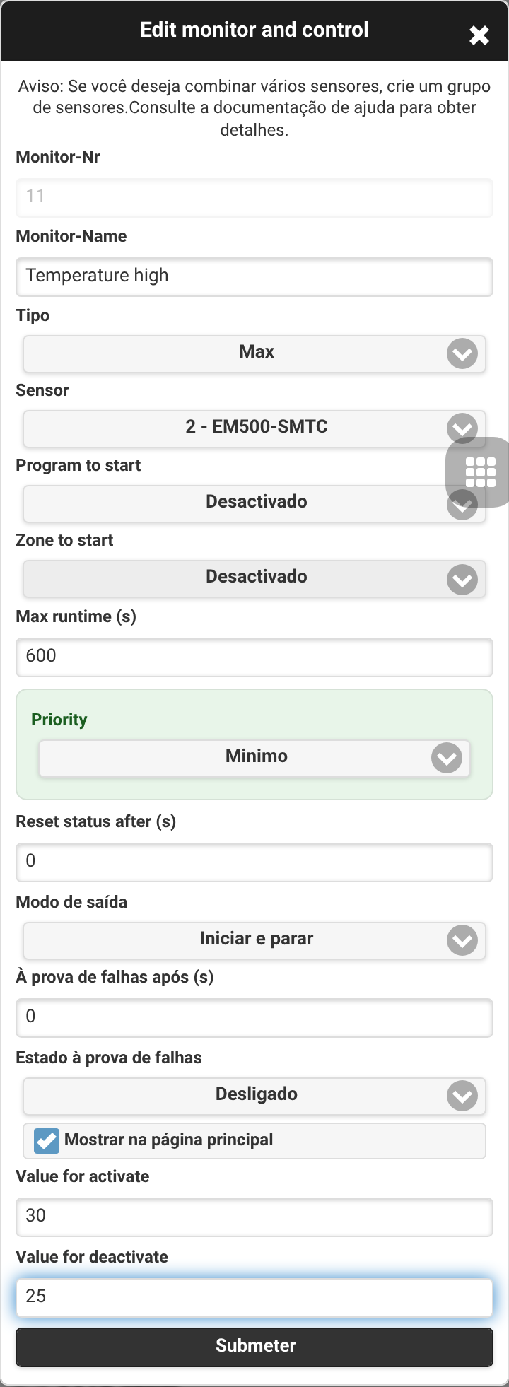 Monitor máximo