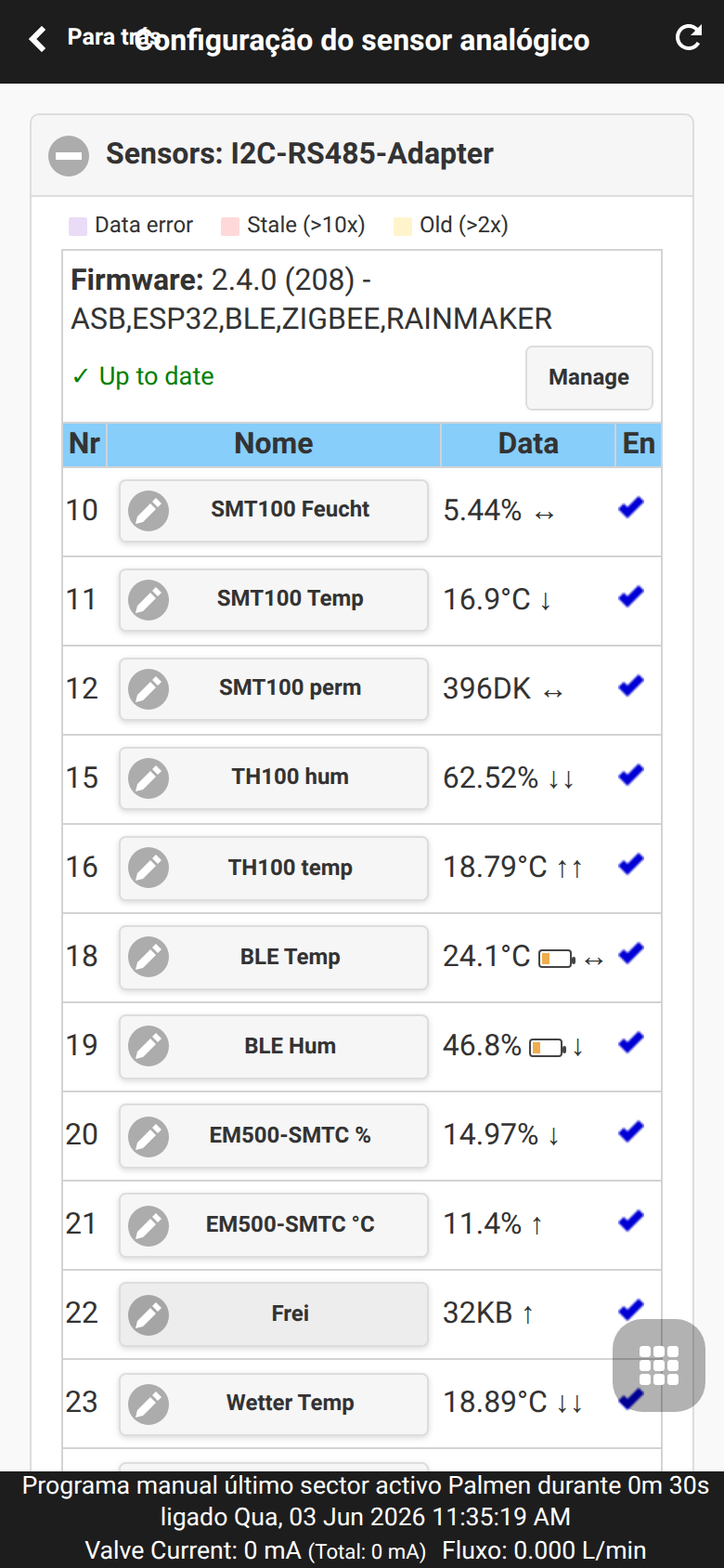 Sensor config